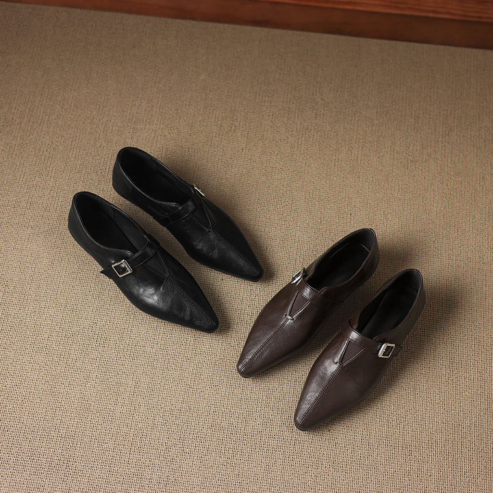 Aster Genuine Leather Chisel-Toe Pumps