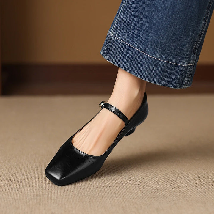 Ella Genuine Leather Mary Jane Pumps