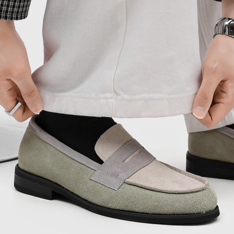 Milan Cowhide Suede Penny Loafers