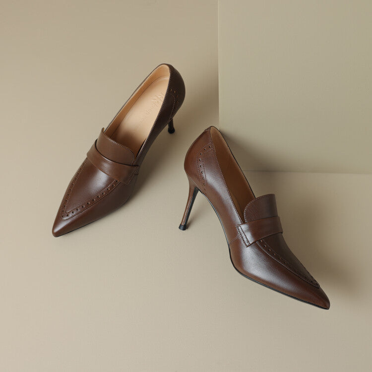 Nyla Genuine Leather Pointed-Toe Heel Pumps