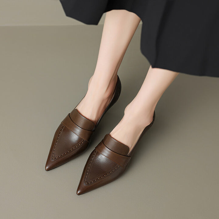Nyla Genuine Leather Pointed-Toe Heel Pumps