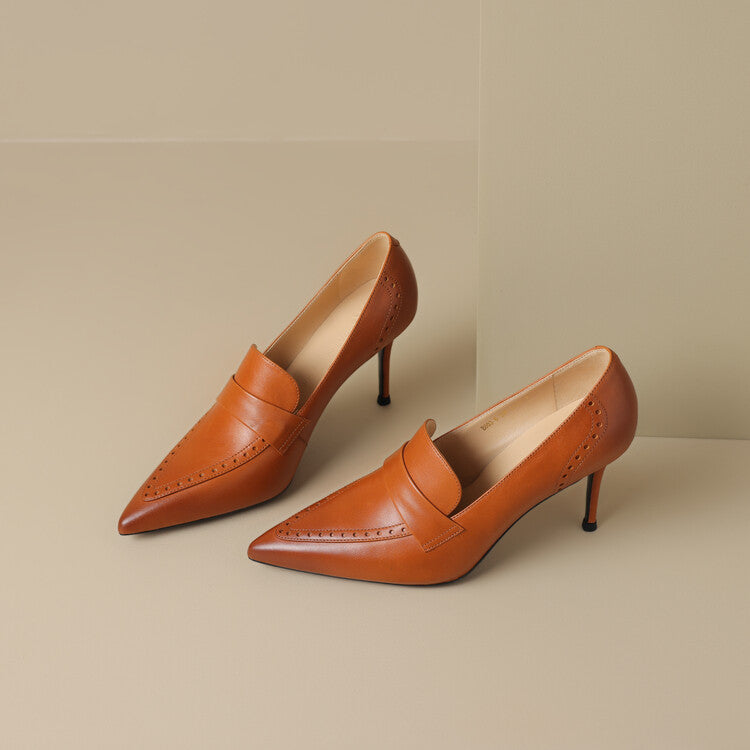 Nyla Genuine Leather Pointed-Toe Heel Pumps