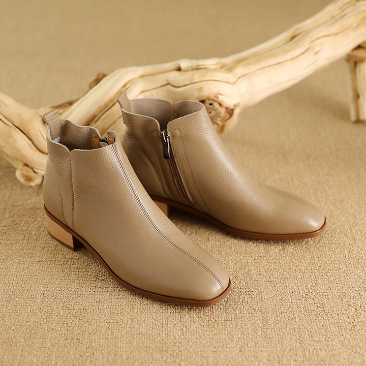 Zeny Genuine Leather Ankle Boots