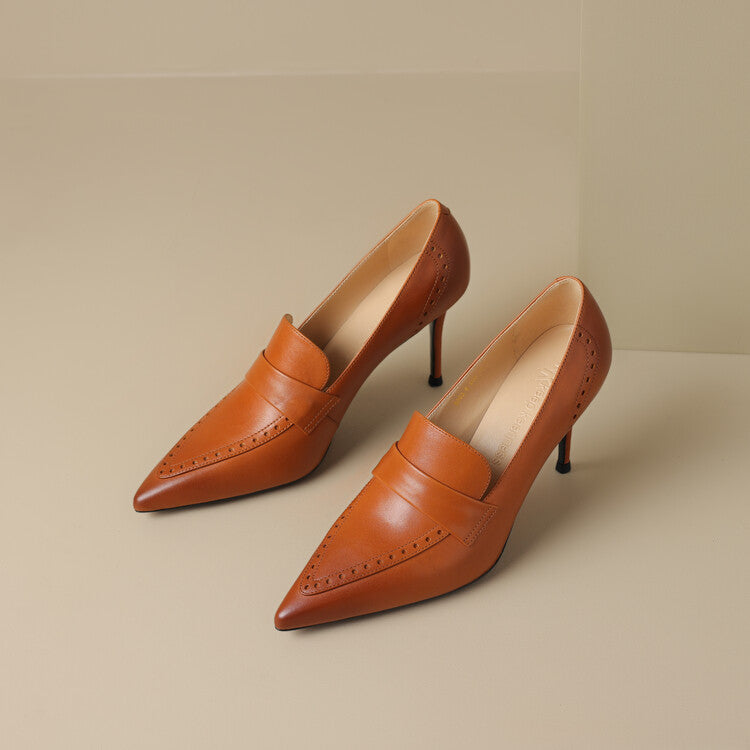 Nyla Genuine Leather Pointed-Toe Heel Pumps