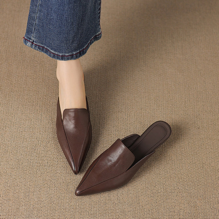 Cloe Genuine Leather Pointed-Toe Mules