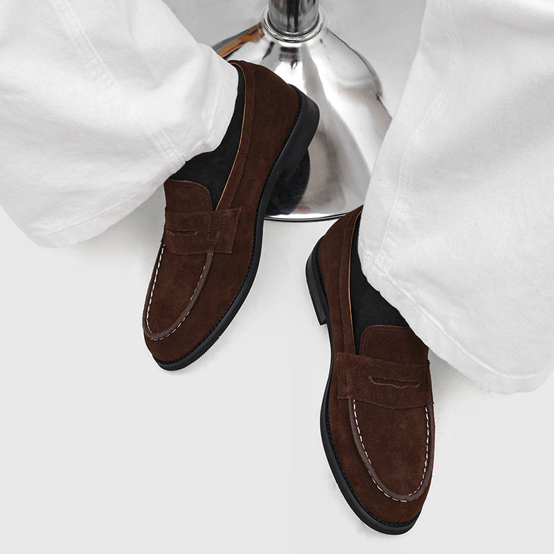 Milan Cowhide Suede Penny Loafers