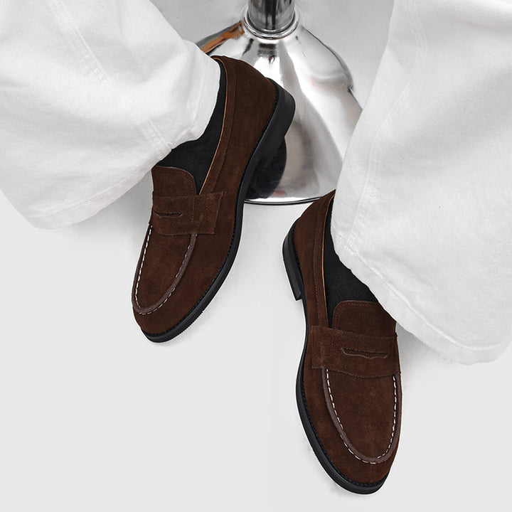 Milan Cowhide Suede Penny Loafers