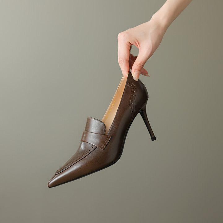 Nyla Genuine Leather Pointed-Toe Heel Pumps