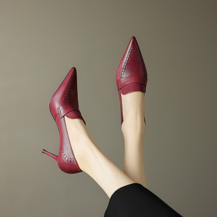 Nyla Genuine Leather Pointed-Toe Heel Pumps