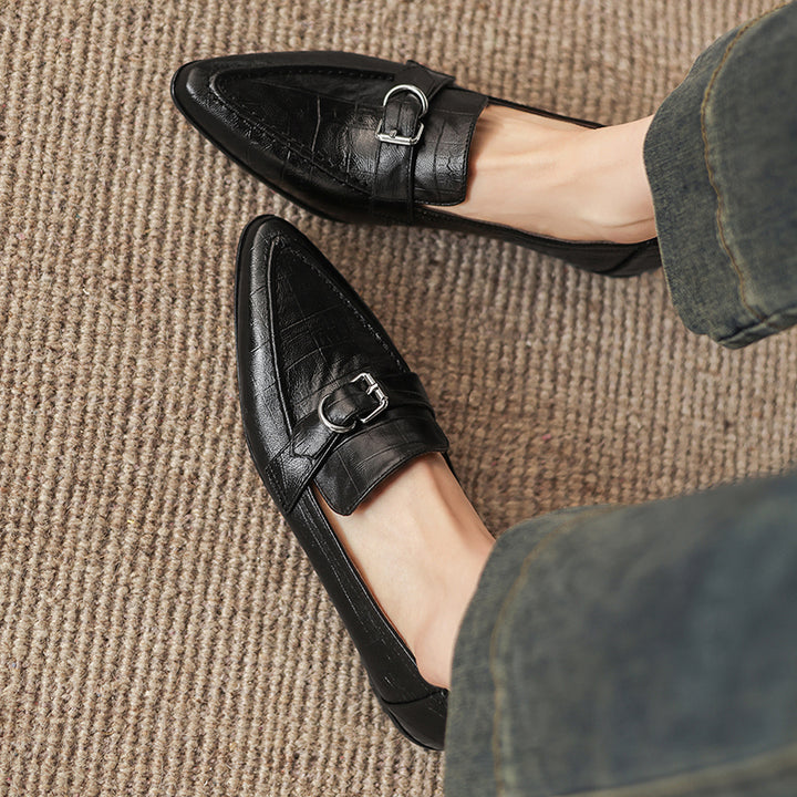 Nova Genuine Leather Pointed-Toe Loafers