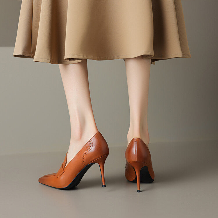 Nyla Genuine Leather Pointed-Toe Heel Pumps