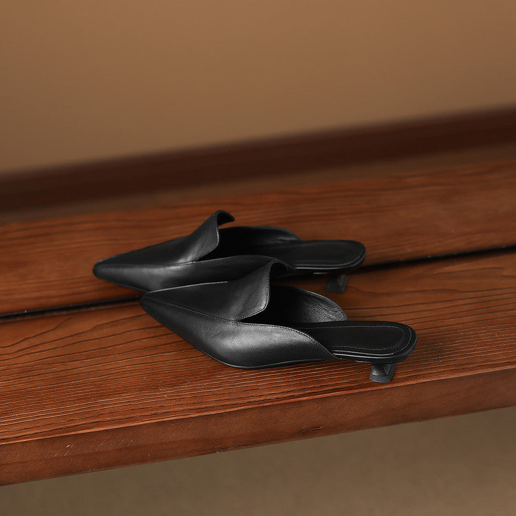 Cloe Genuine Leather Pointed-Toe Mules