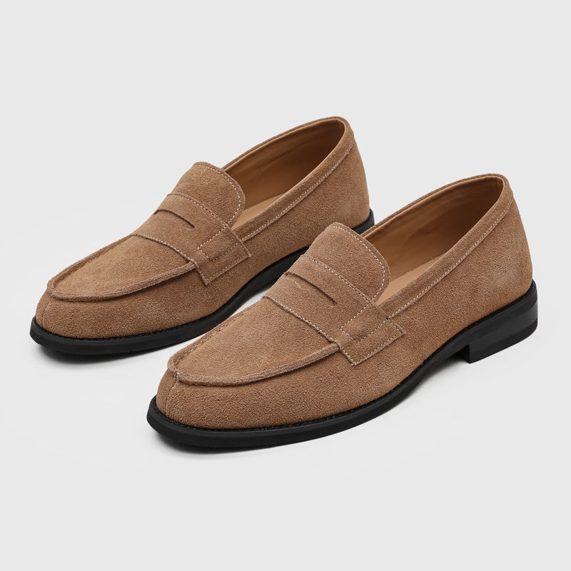 Milan Cowhide Suede Penny Loafers