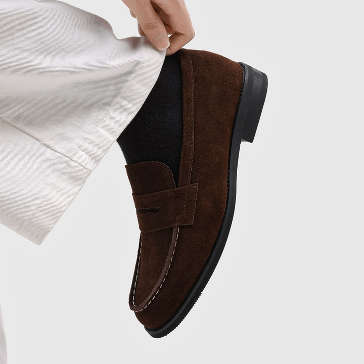 Milan Cowhide Suede Penny Loafers