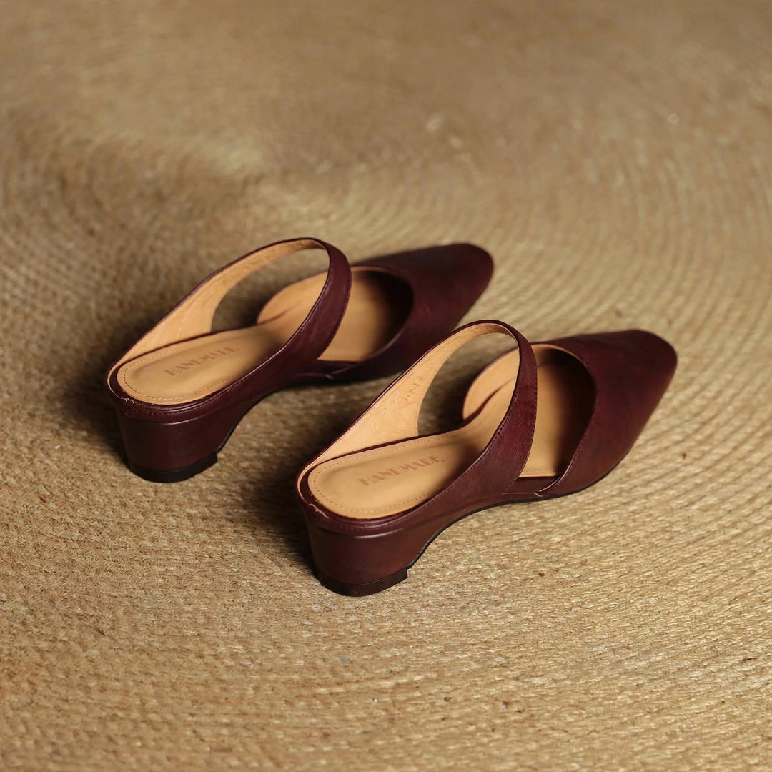 Cavie Genuine Leather Square-Toe Mules