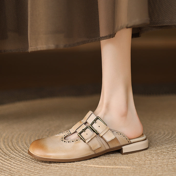 Elin Genuine Leather Mules
