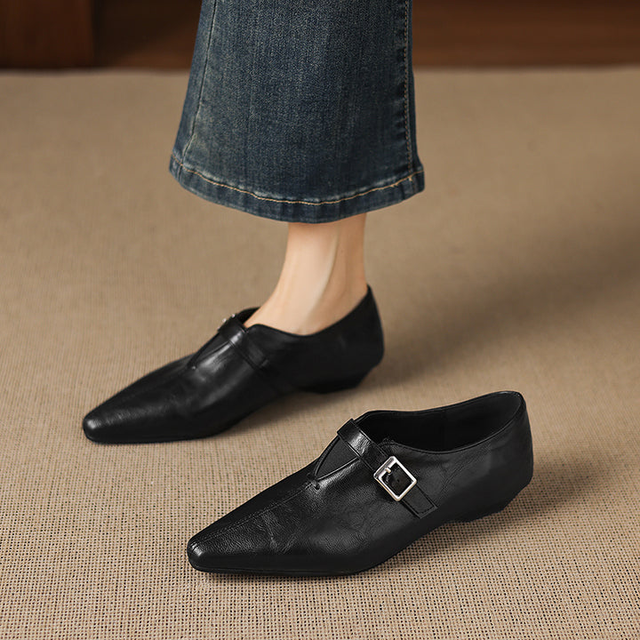 Aster Genuine Leather Chisel-Toe Pumps