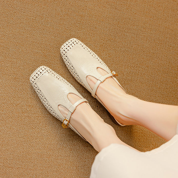 Livia Genuine Leather Basketweave Mule Pumps
