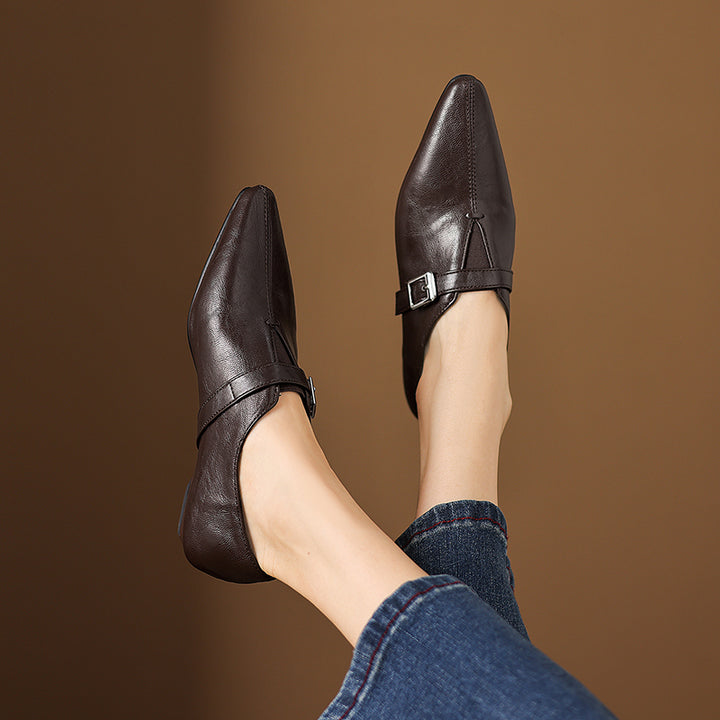 Aster Genuine Leather Chisel-Toe Pumps