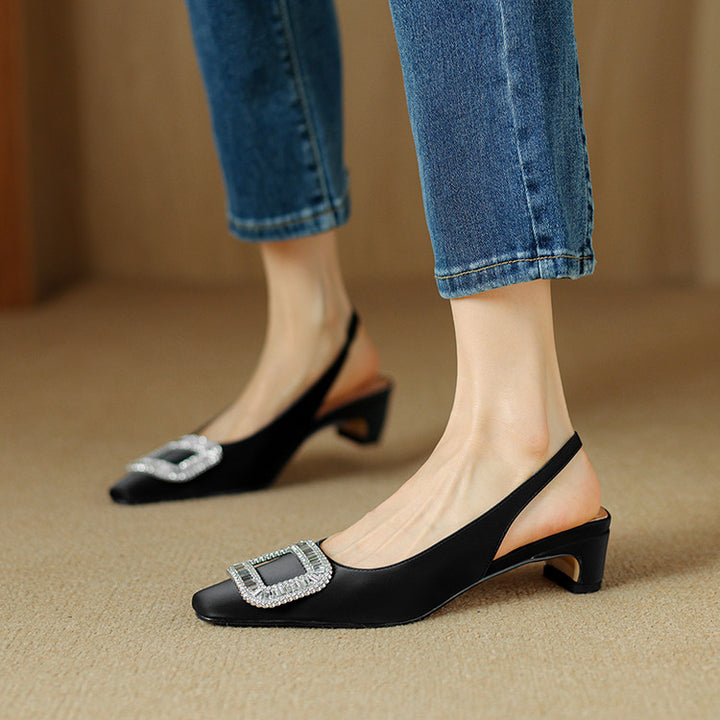 Glea Genuine Leather Slingback Heels