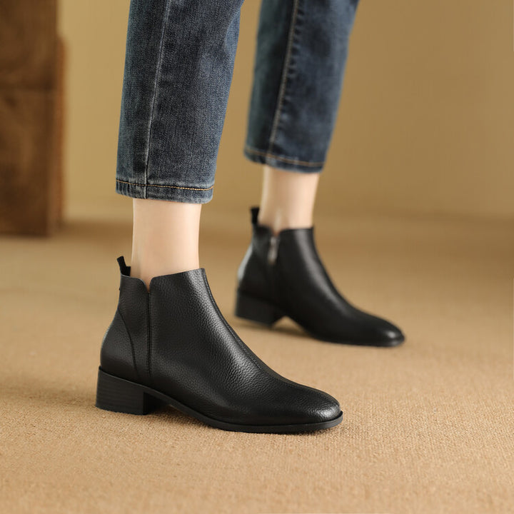 Zeny Genuine Leather Ankle Boots