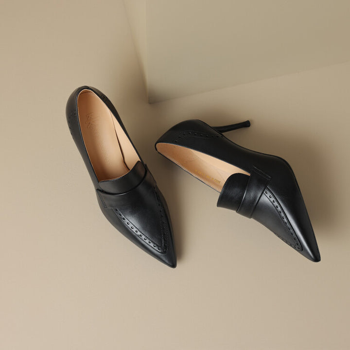 Nyla Genuine Leather Pointed-Toe Heel Pumps