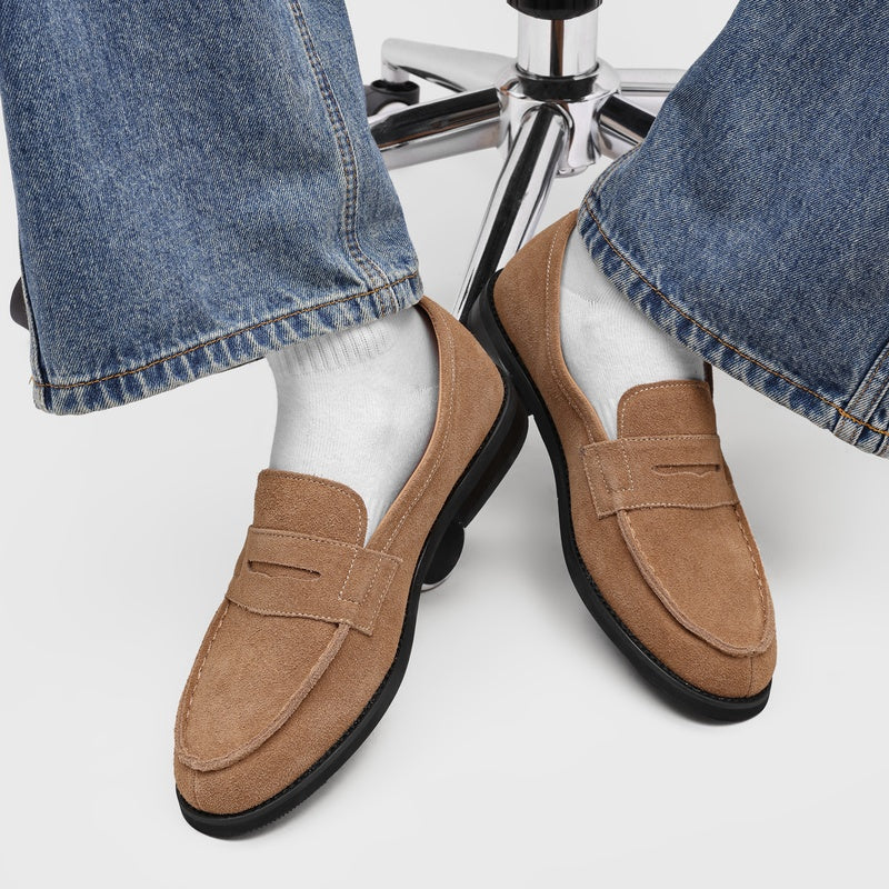 Milan Cowhide Suede Penny Loafers