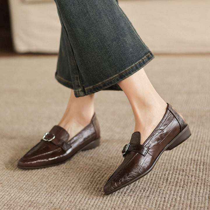 Nova Genuine Leather Pointed-Toe Loafers