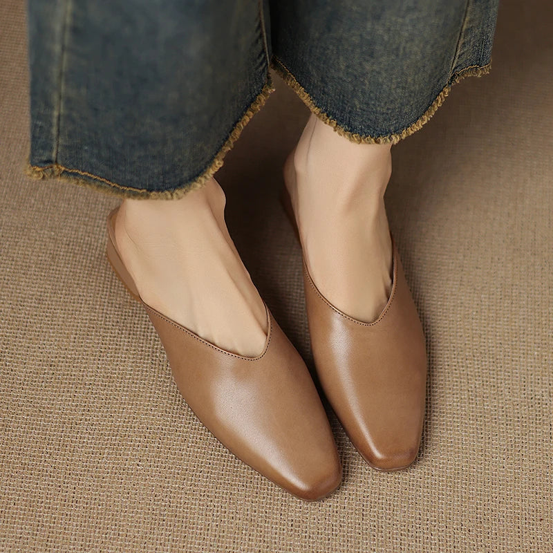 Iris Genuine Leather Chiseled-Toe Mules