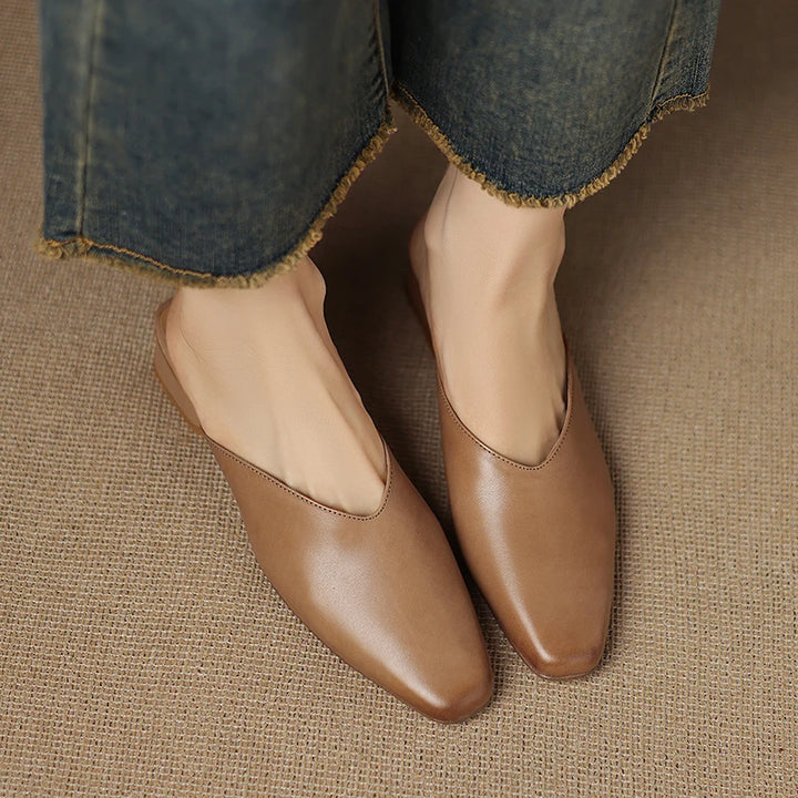 Iris Genuine Leather Chiseled-Toe Mules