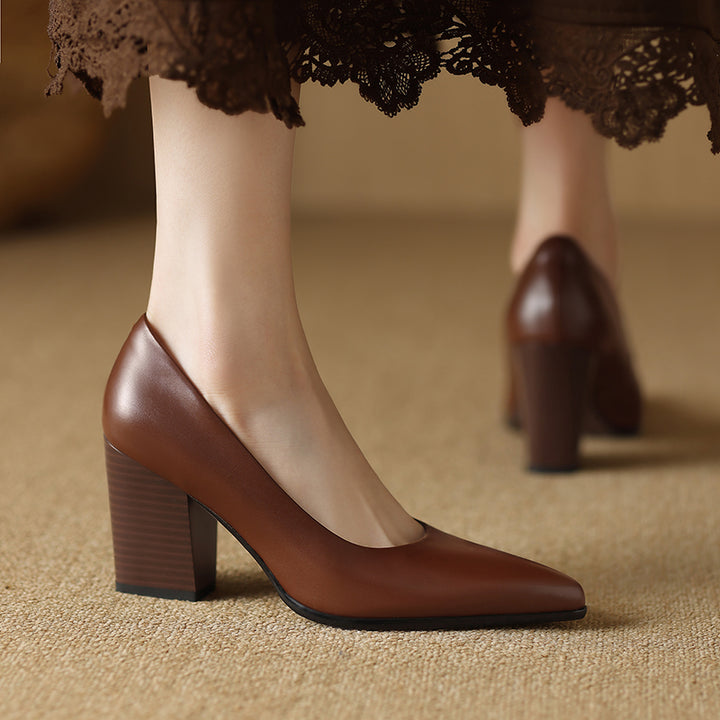 Nora Genuine Leather Heels