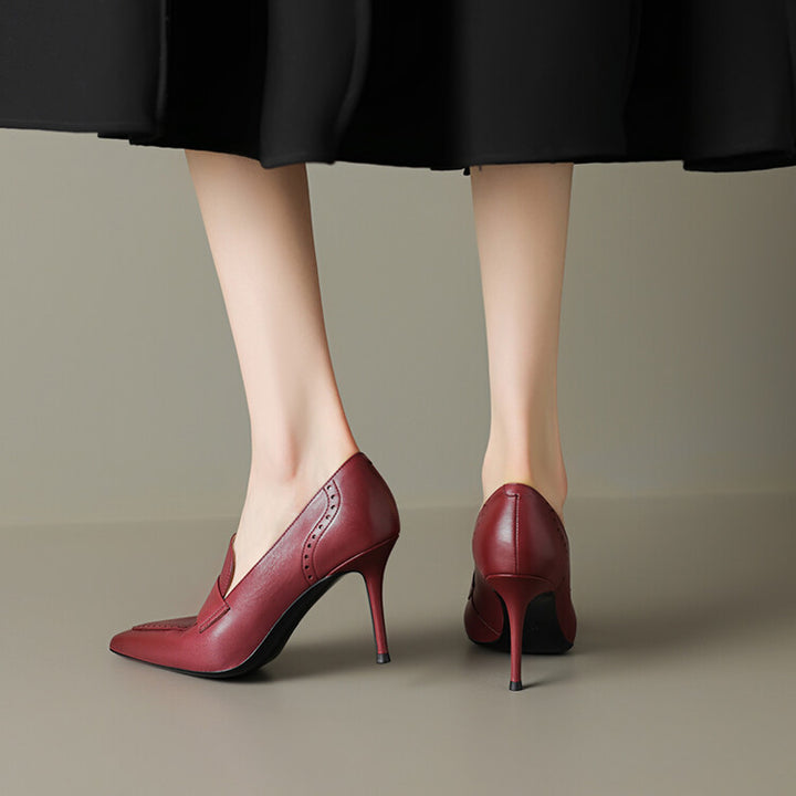 Nyla Genuine Leather Pointed-Toe Heel Pumps