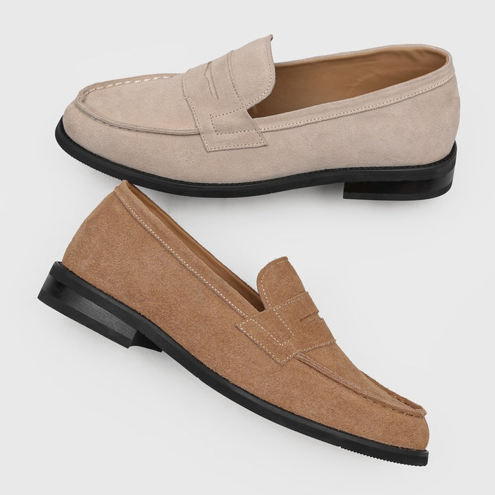 Milan Cowhide Suede Penny Loafers