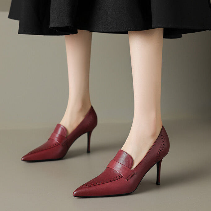 Nyla Genuine Leather Pointed-Toe Heel Pumps