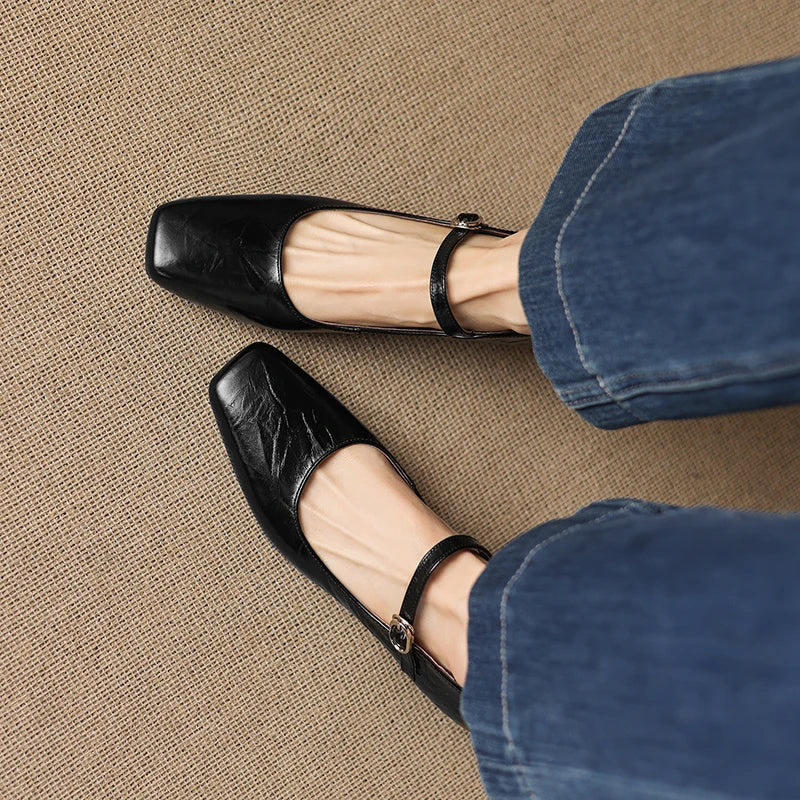 Ella Genuine Leather Mary Jane Pumps