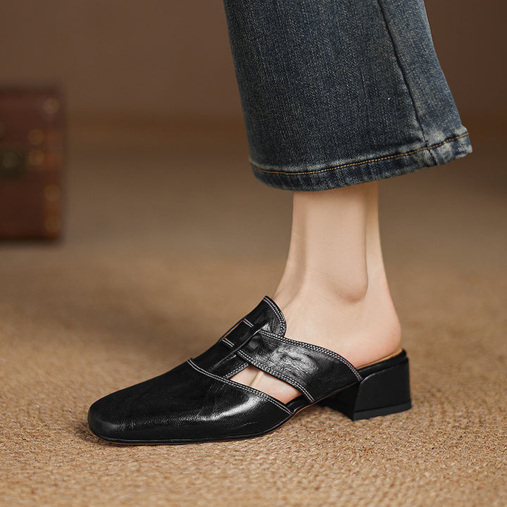 Ivora Genuine Leather Mules