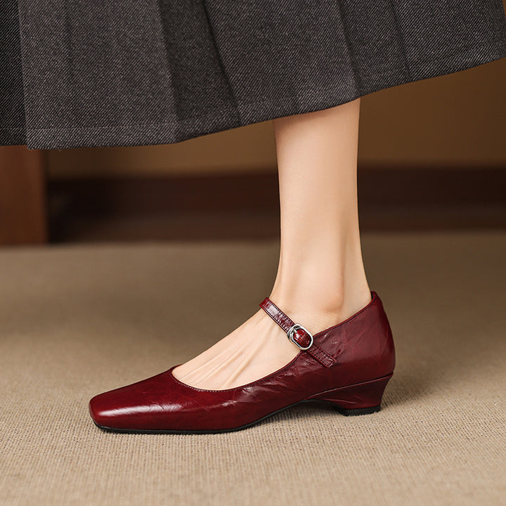 Ella Genuine Leather Mary Jane Pumps