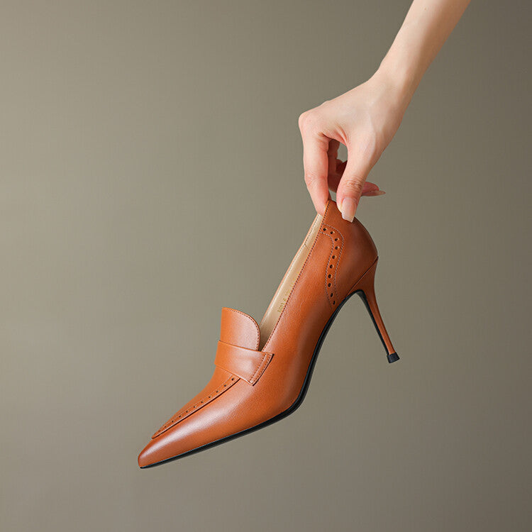 Nyla Genuine Leather Pointed-Toe Heel Pumps