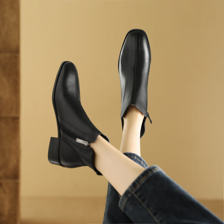 Zeny Genuine Leather Ankle Boots