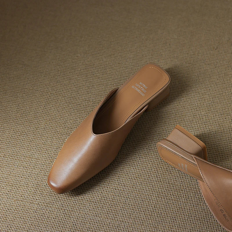Iris Genuine Leather Chiseled-Toe Mules