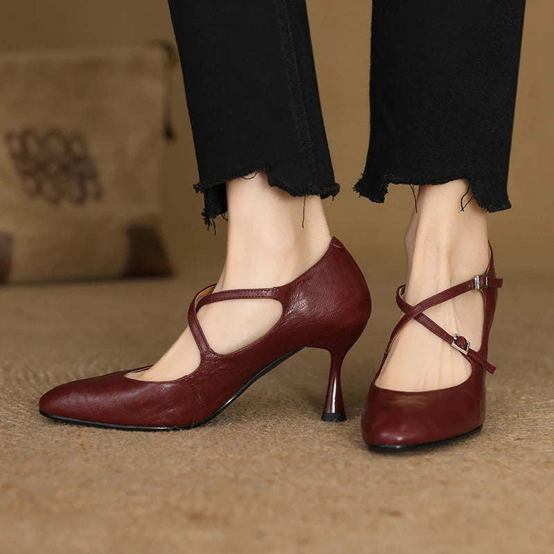 Leyla Genuine Leather Heels