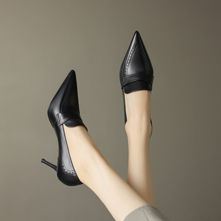 Nyla Genuine Leather Pointed-Toe Heel Pumps