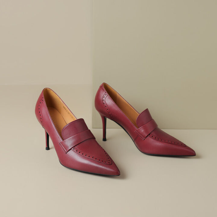 Nyla Genuine Leather Pointed-Toe Heel Pumps
