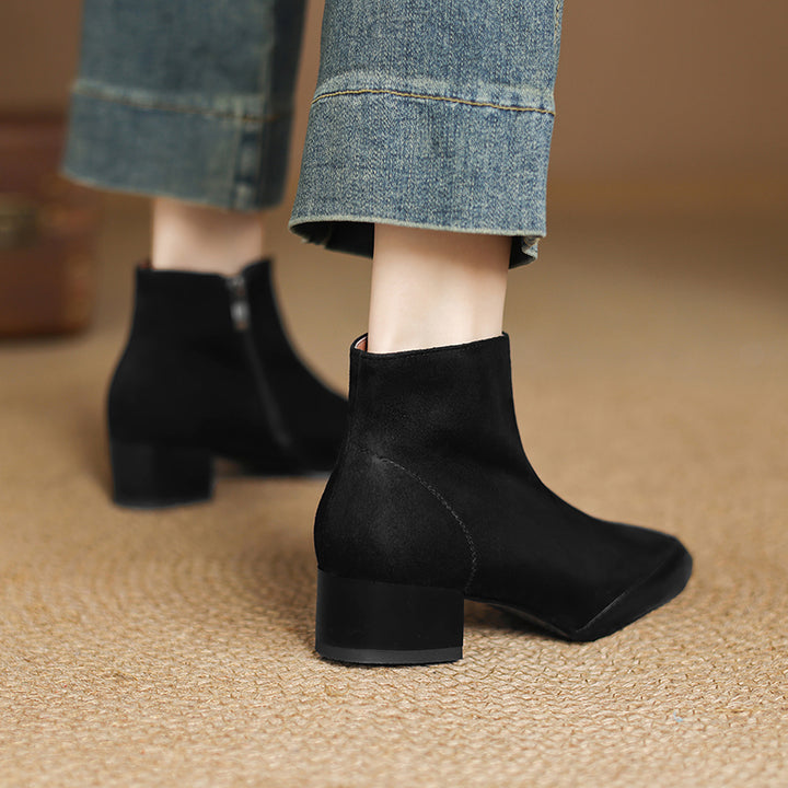 Evie Genuine Suede Ankle Boots