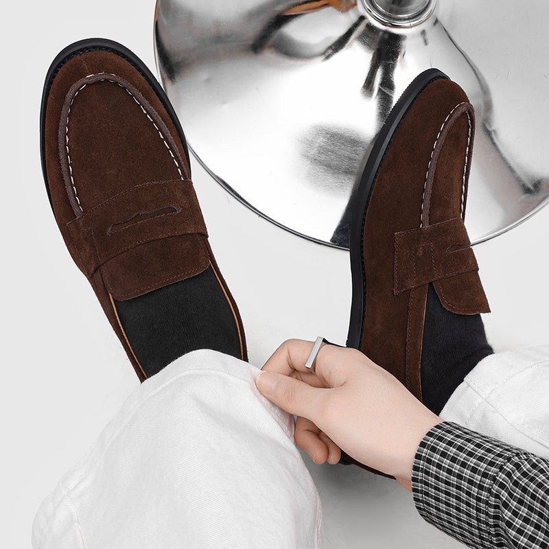 Milan Cowhide Suede Penny Loafers