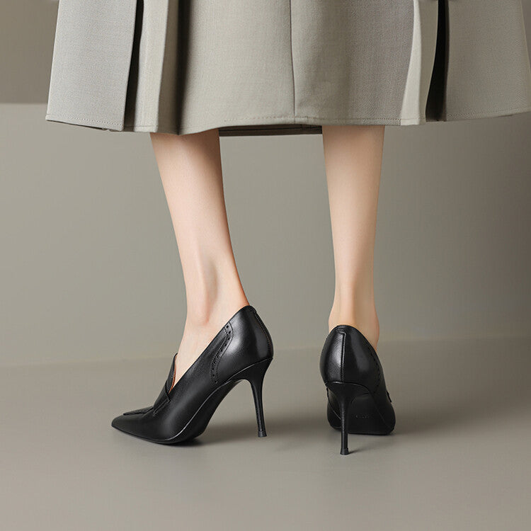 Nyla Genuine Leather Pointed-Toe Heel Pumps