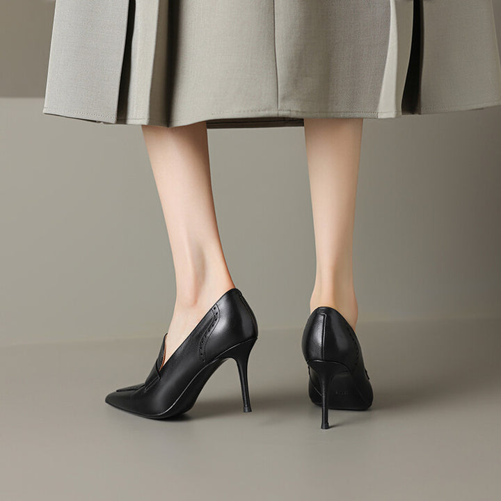 Nyla Genuine Leather Pointed-Toe Heel Pumps
