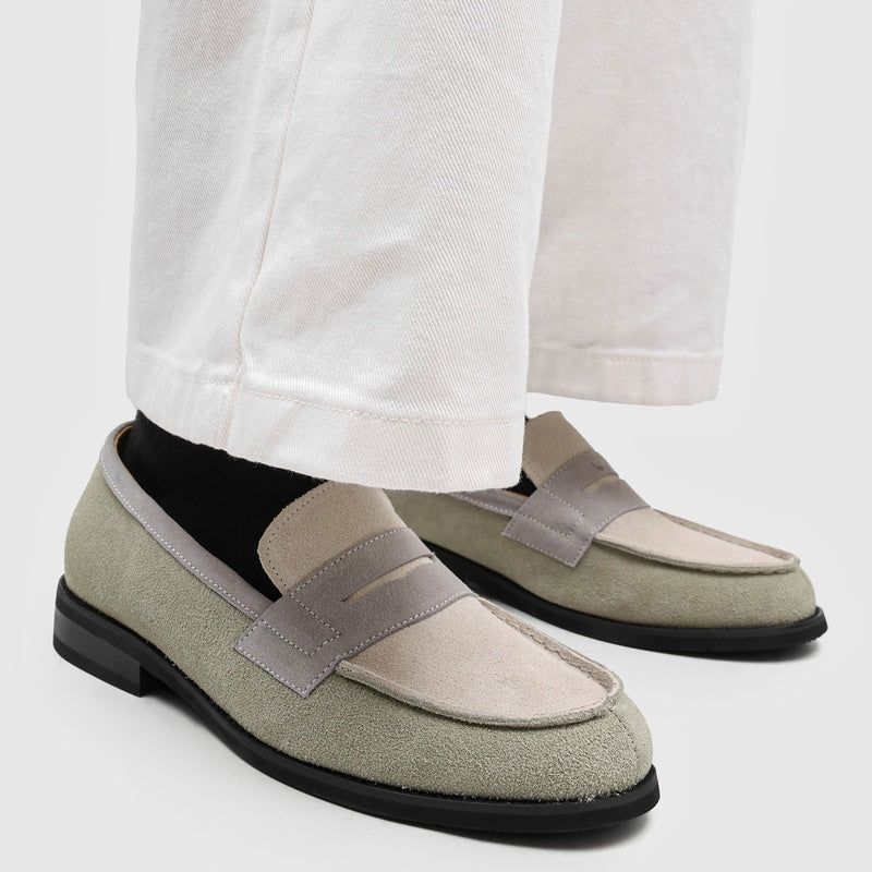 Milan Cowhide Suede Penny Loafers