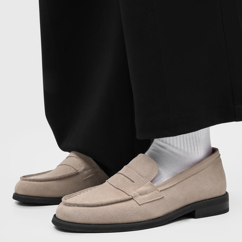 Milan Cowhide Suede Penny Loafers