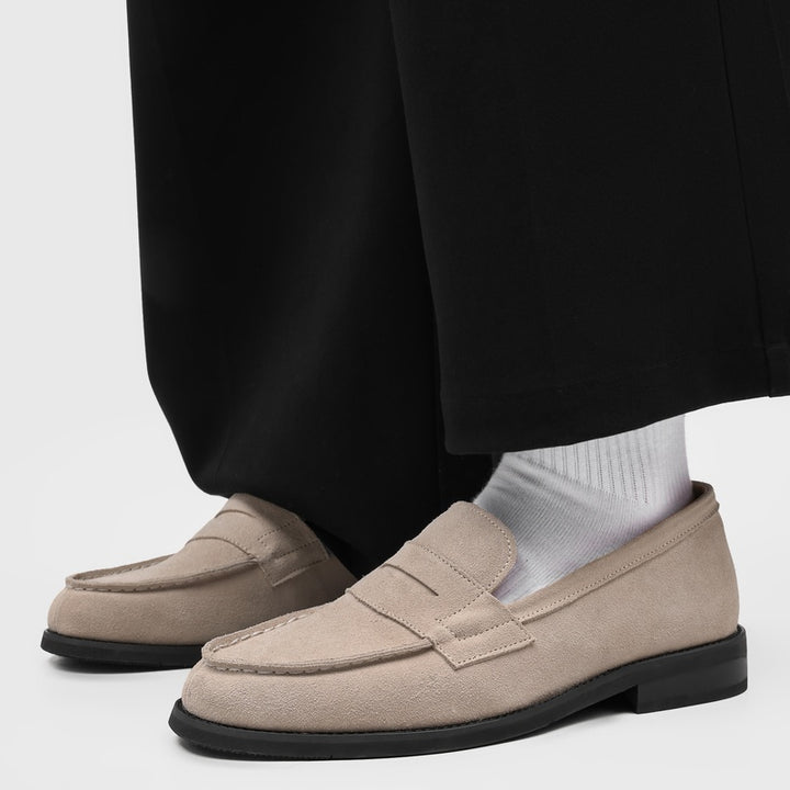 Milan Cowhide Suede Penny Loafers